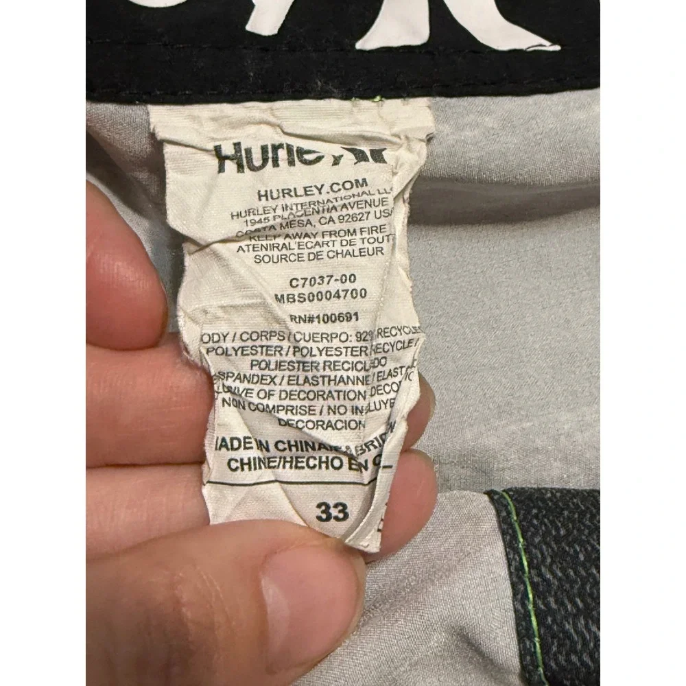 Hurley Shorts Mens Size 33 Lime Green Striped Swim Trunks Buckle Exclusive